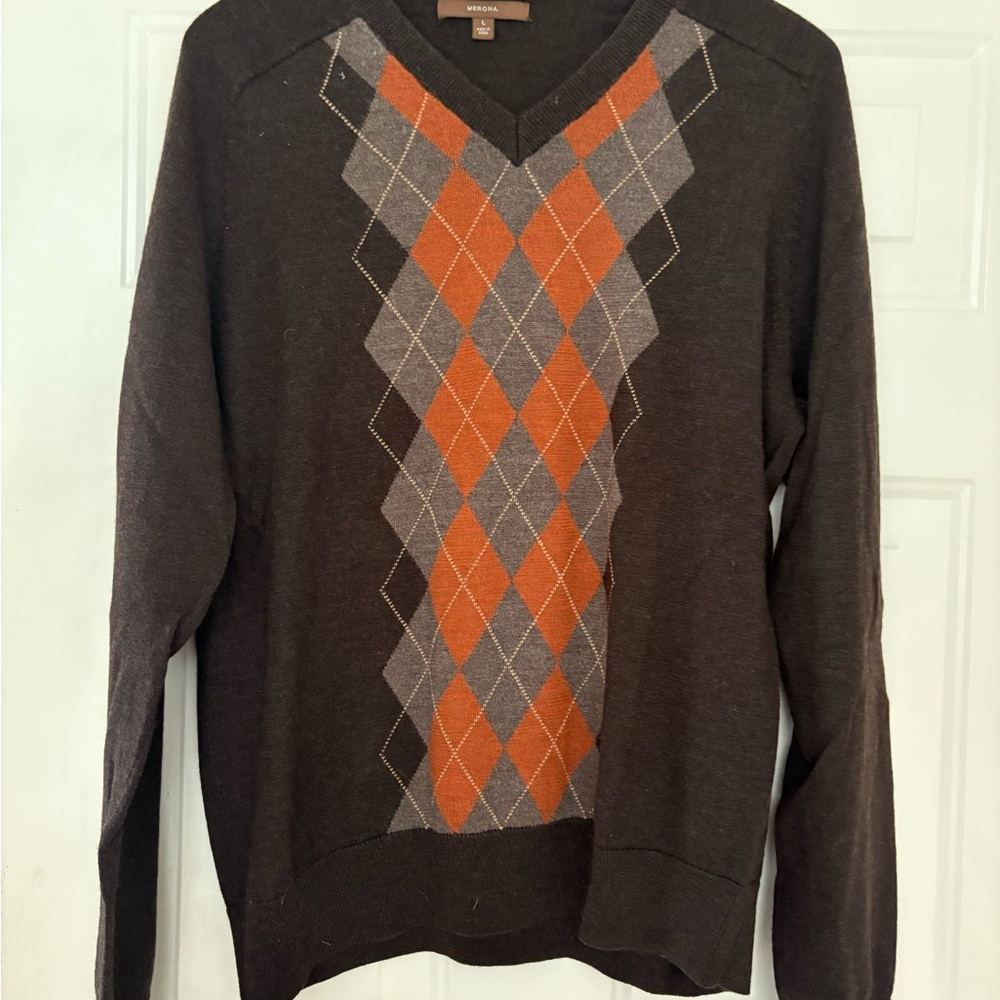 Men's Merona Brown Argyle Sweater